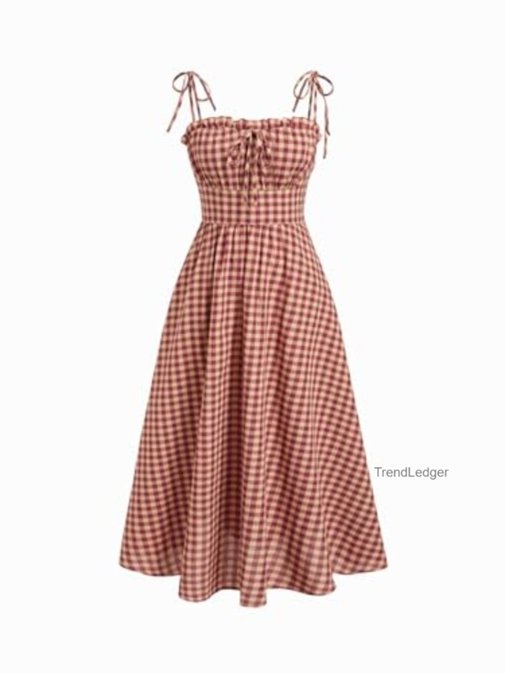 Gingham Maxi Dress Bow Tie Square Neck Milkmaid with Pockets Summer Long